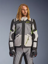 Alpinestars Andes v4 Drystar Motorjas Grijs en fluogeel, vooraanzicht