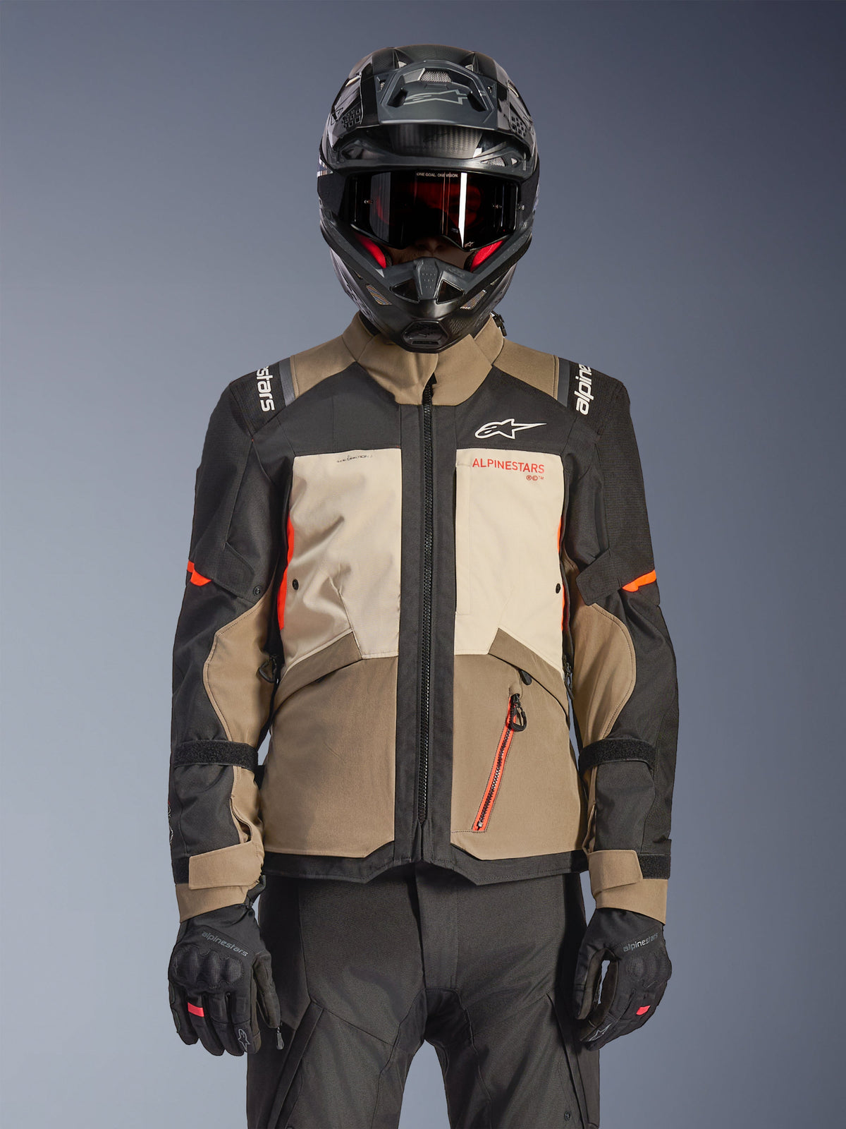 Alpinestars Andes v4 Drystar Motorjas Bruin, vooraanzicht