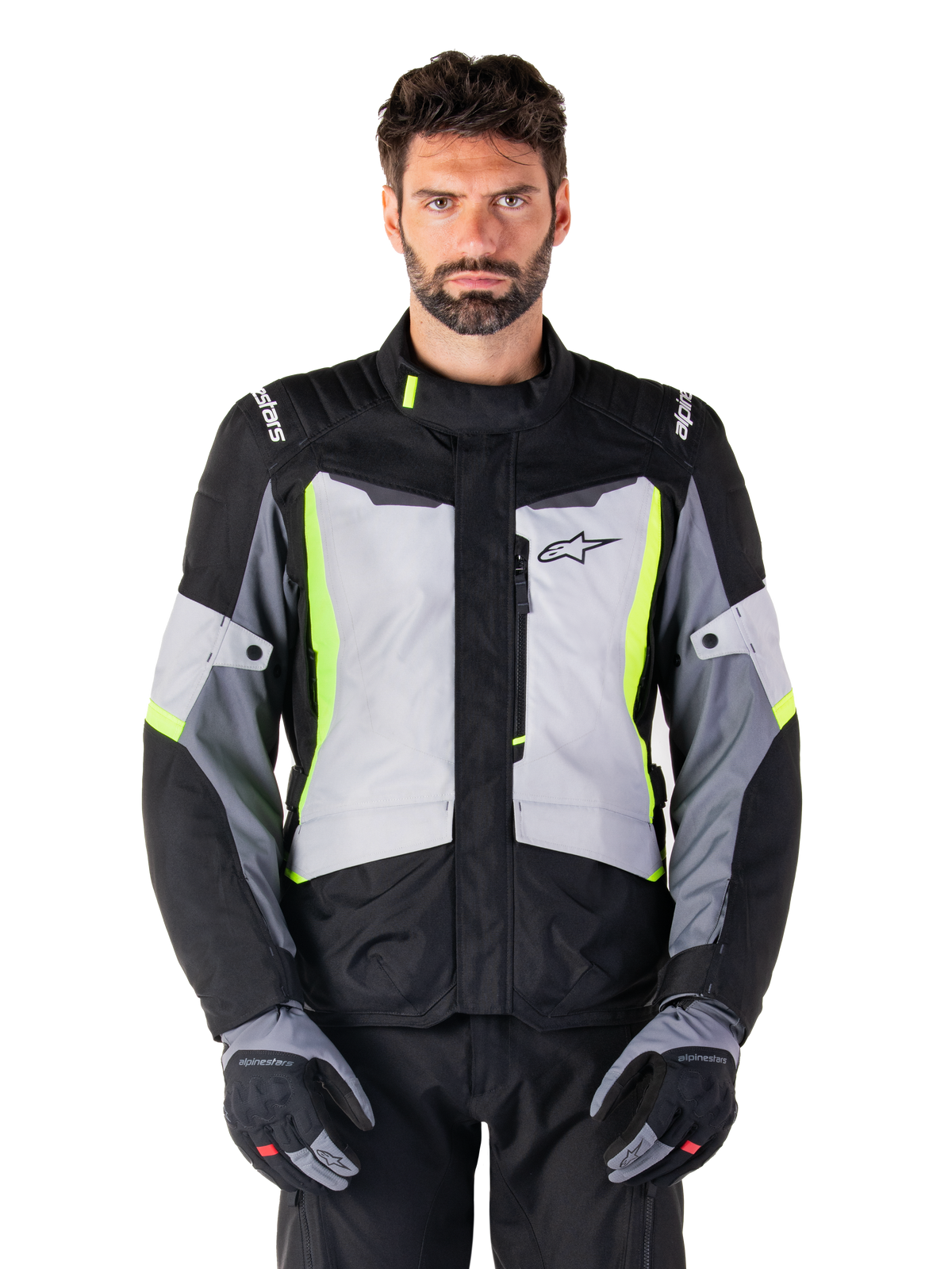 Alpinestars ST-1 Waterproof Motorjas Grijs, zwart en fluogeel, productfoto 1