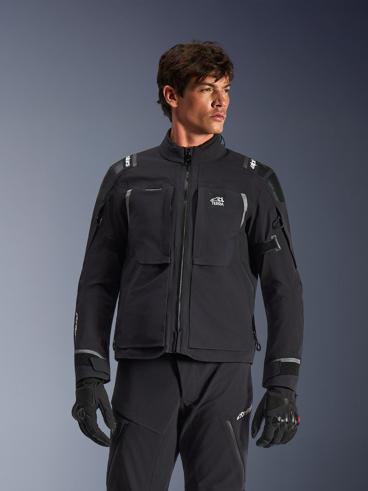 Alpinestars Andes Pro Drystar XF Motorjas Zwart, vooraanzicht