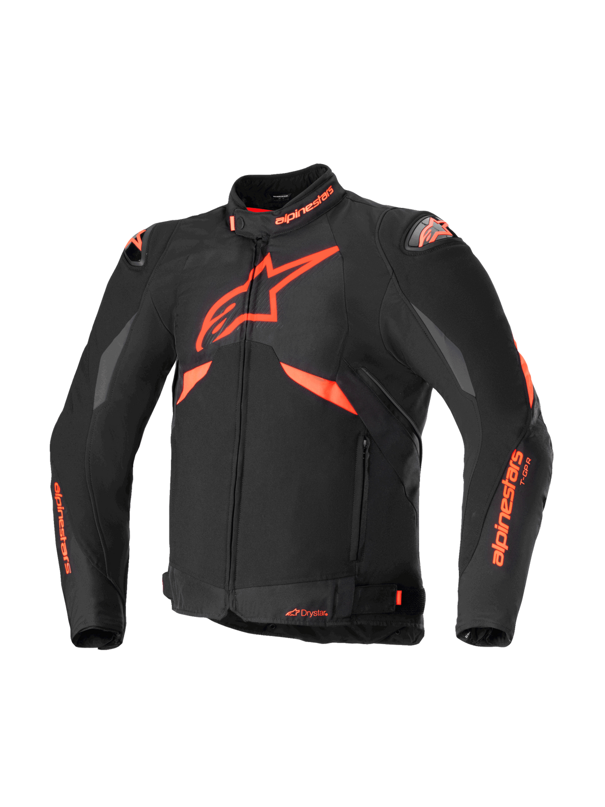 Alpinestars T-GP R v3 Drystar Motorjas Zwart, fluorood en wit, vooraanzicht