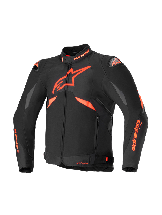 Alpinestars T-GP R v3 Drystar Motorjas Zwart, fluorood en wit, vooraanzicht