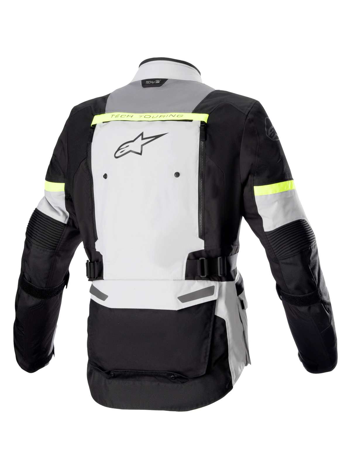 Alpinestars Bogota Pro Drystar Motorjas Grijs en fluogeel, achteraanzicht
