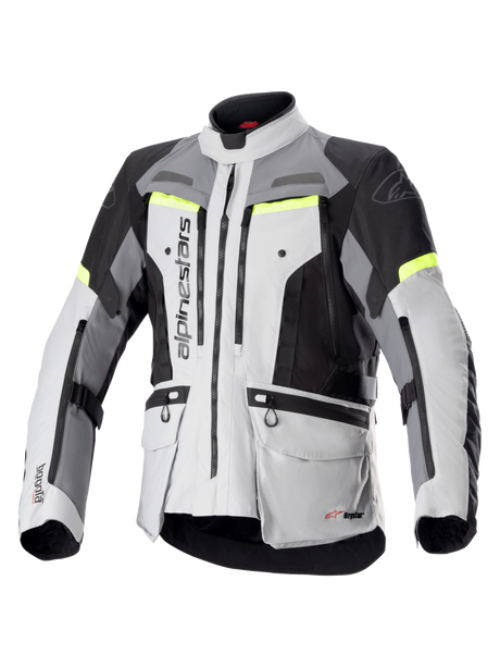 Alpinestars Bogota Pro Drystar Motorjas Grijs en fluogeel, vooraanzicht