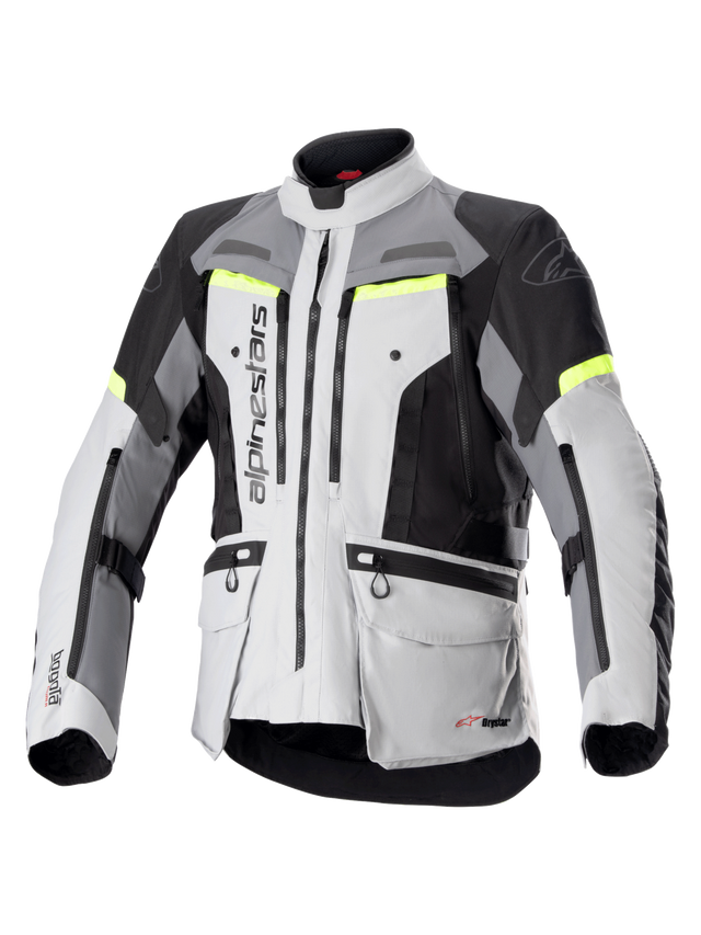 Alpinestars Bogota Pro Drystar Motorjas Grijs en fluogeel, vooraanzicht