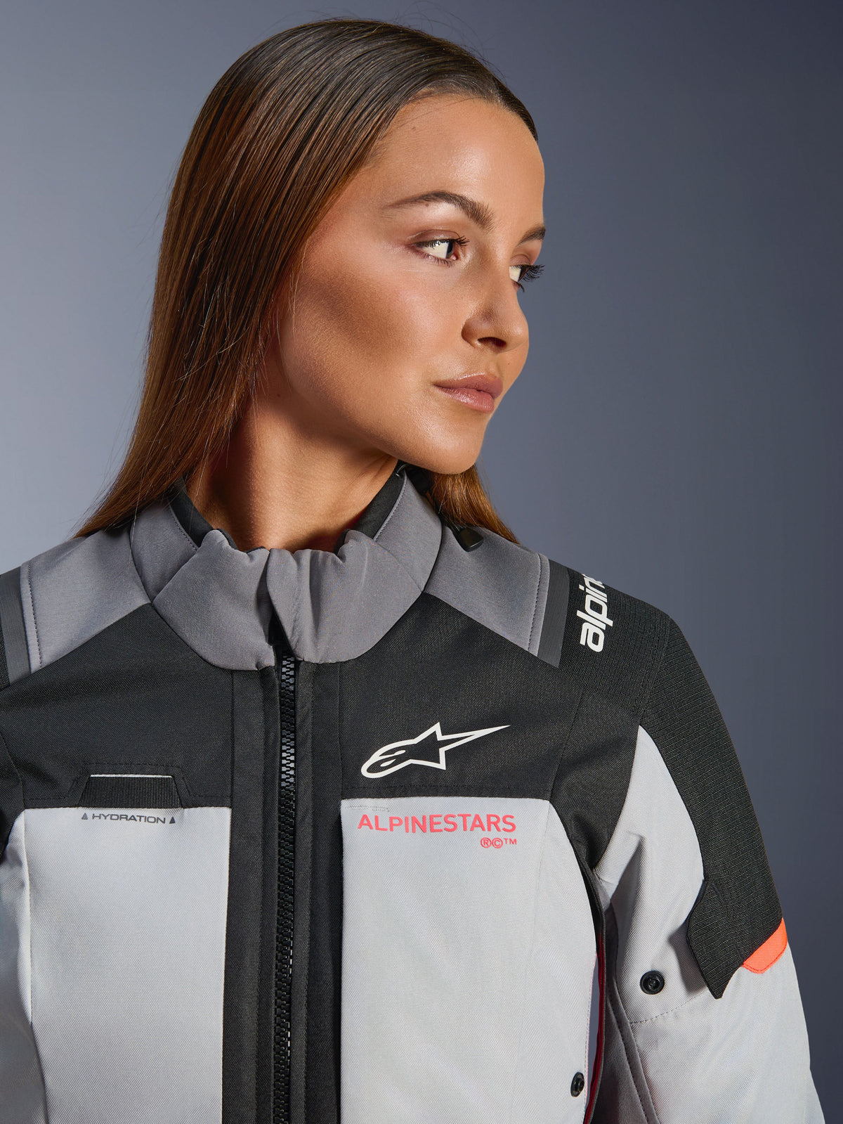 Alpinestars Andes v4 Drystar Motorjas Dames Grijs en rood, productfoto 10