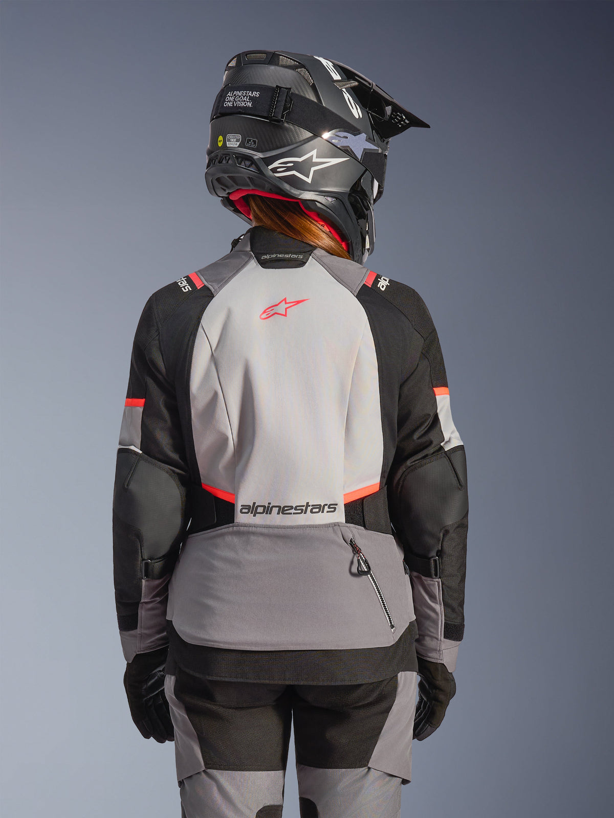 Alpinestars Andes v4 Drystar Motorjas Dames Grijs en rood, achteraanzicht