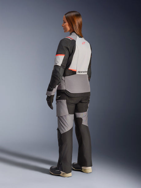 Alpinestars Andes v4 Drystar Motorjas Dames Grijs en rood, schuin achteraanzicht