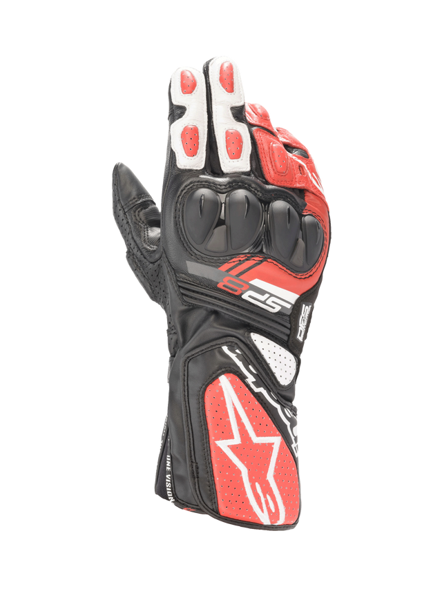 Alpinestars SP-8 v3 Motorhandschoenen Zwart, wit en rood, vooraanzicht