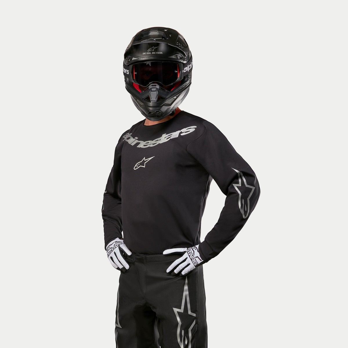 Alpinestars Fluid Graphite Crossshirt Zwart en zilver, productfoto 7
