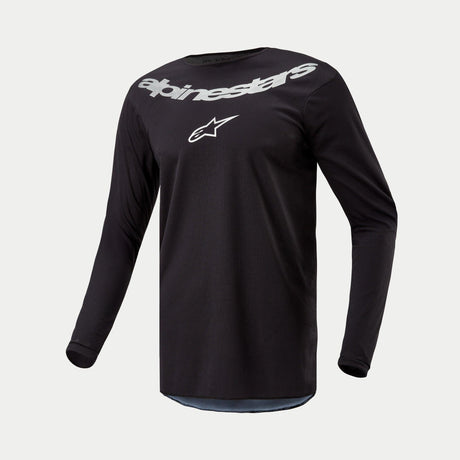 Alpinestars Fluid Graphite Crossshirt Zwart en zilver, vooraanzicht 2
