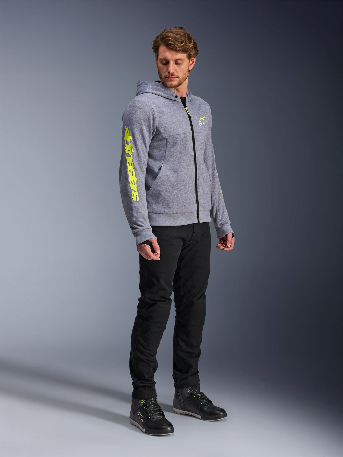 Alpinestars Chrome v2 Motorjas Grijs en fluogeel, productfoto 2