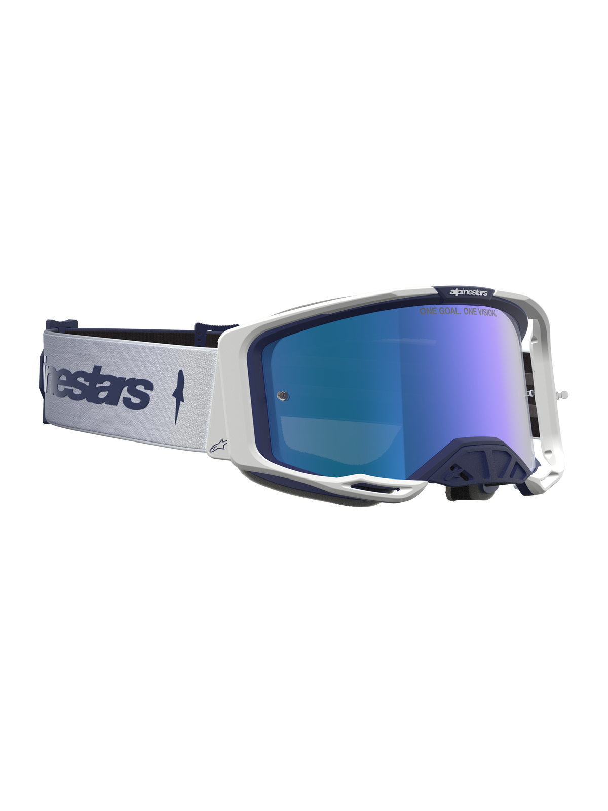 Alpinestars Vision 8 Amber Crossbril Blauw en wit met spiegellens, productfoto 3