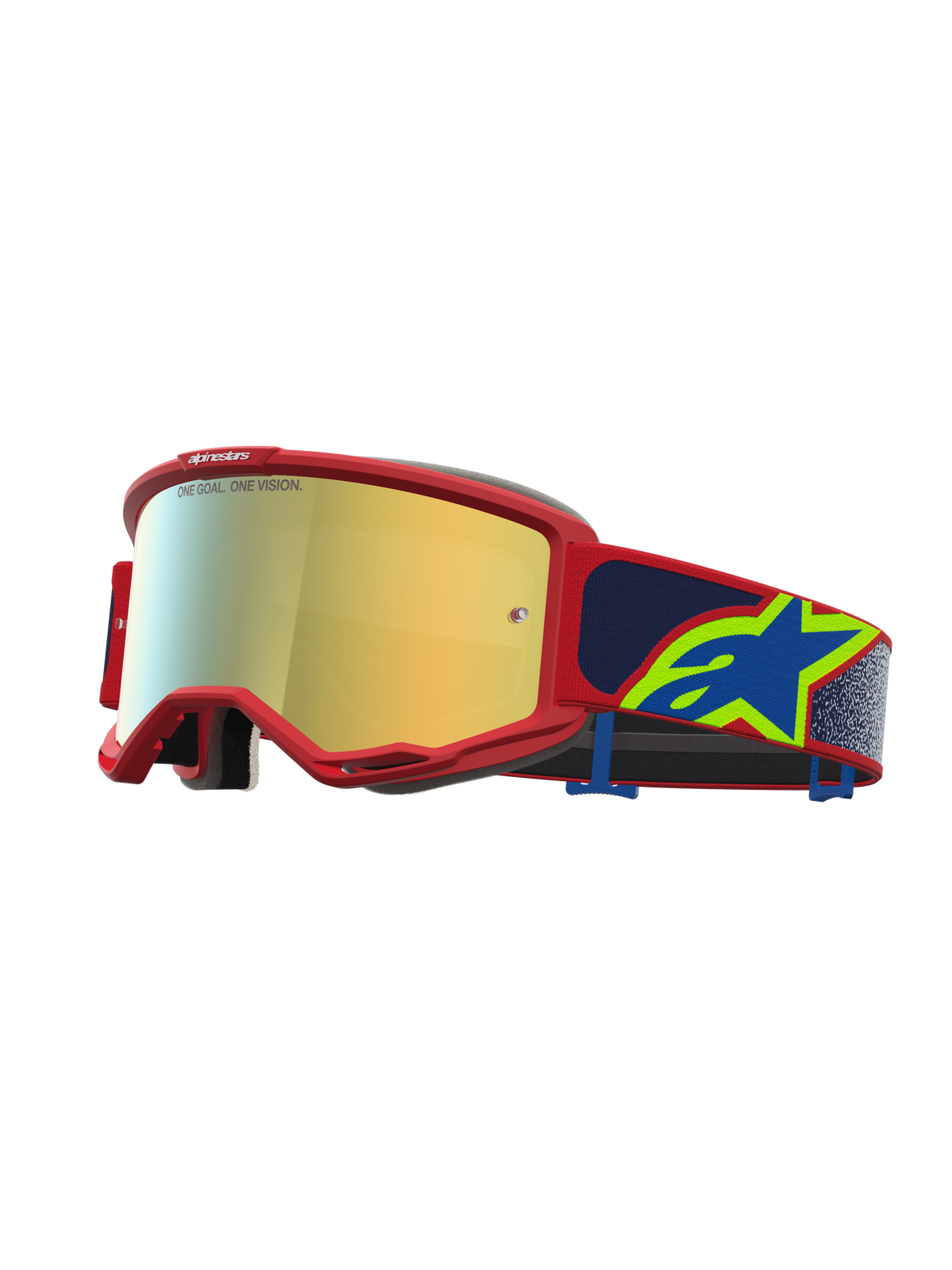 Alpinestars Vision 5 Drag Crossbril Rood, blauw en goud, productfoto 1