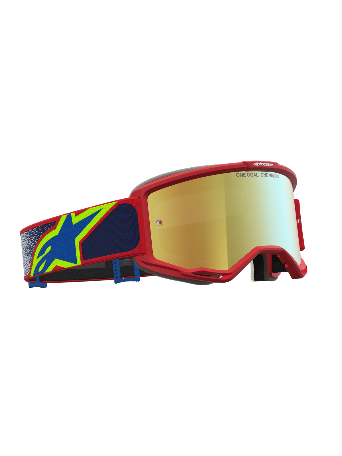 Alpinestars Vision 5 Drag Crossbril Rood, blauw en goud, productfoto 3