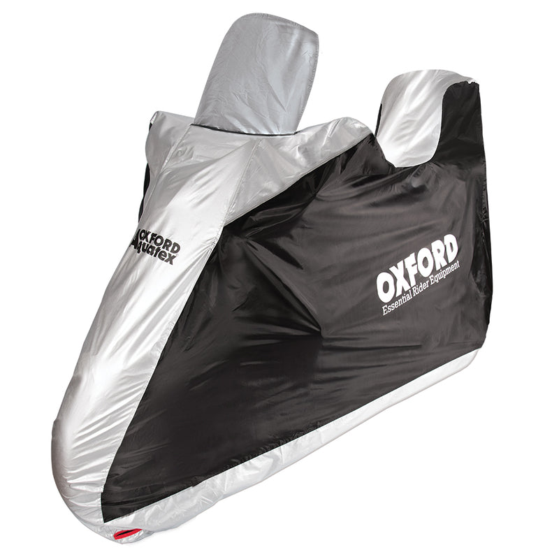 Oxford Aquatex Motorhoes - Zwart/Zilver - Moto/Scooter met topkoffer en windscherm - S