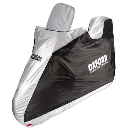 Oxford Aquatex Motorhoes - Zwart/Zilver - Moto/Scooter met topkoffer en windscherm - S
