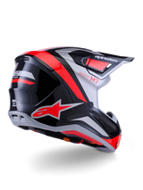 Alpinestars S-M7 Rise Crosshelm Zwart, zilver en fluorood, achteraanzicht
