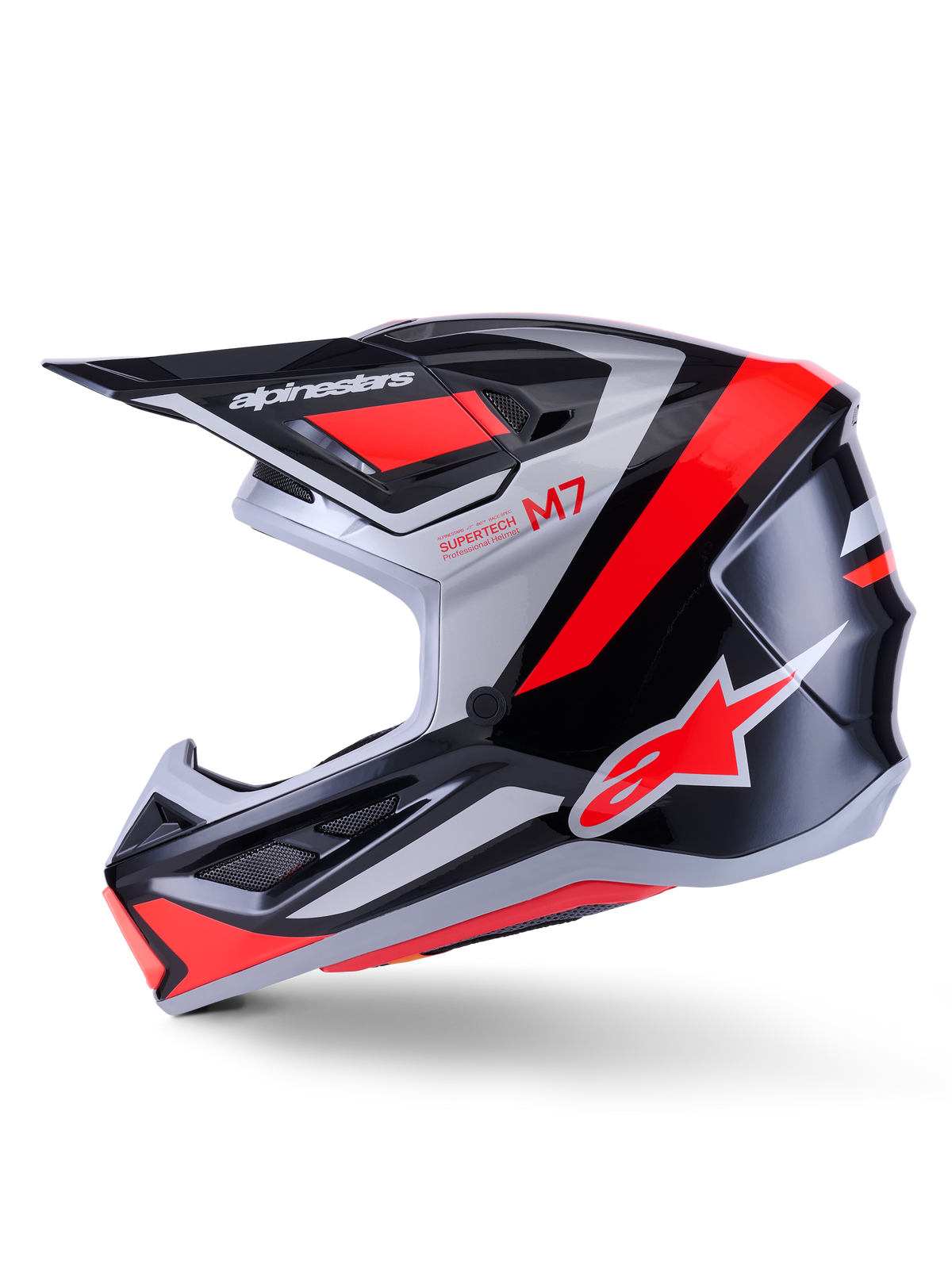 Alpinestars S-M7 Rise Crosshelm Zwart, zilver en fluorood, productfoto 5