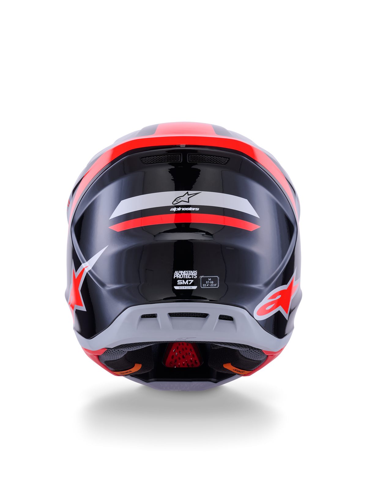 Alpinestars S-M7 Rise Crosshelm Zwart, zilver en fluorood, productfoto 4