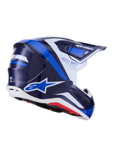 Alpinestars S-M7 Rise Crosshelm Blauw en wit, achteraanzicht