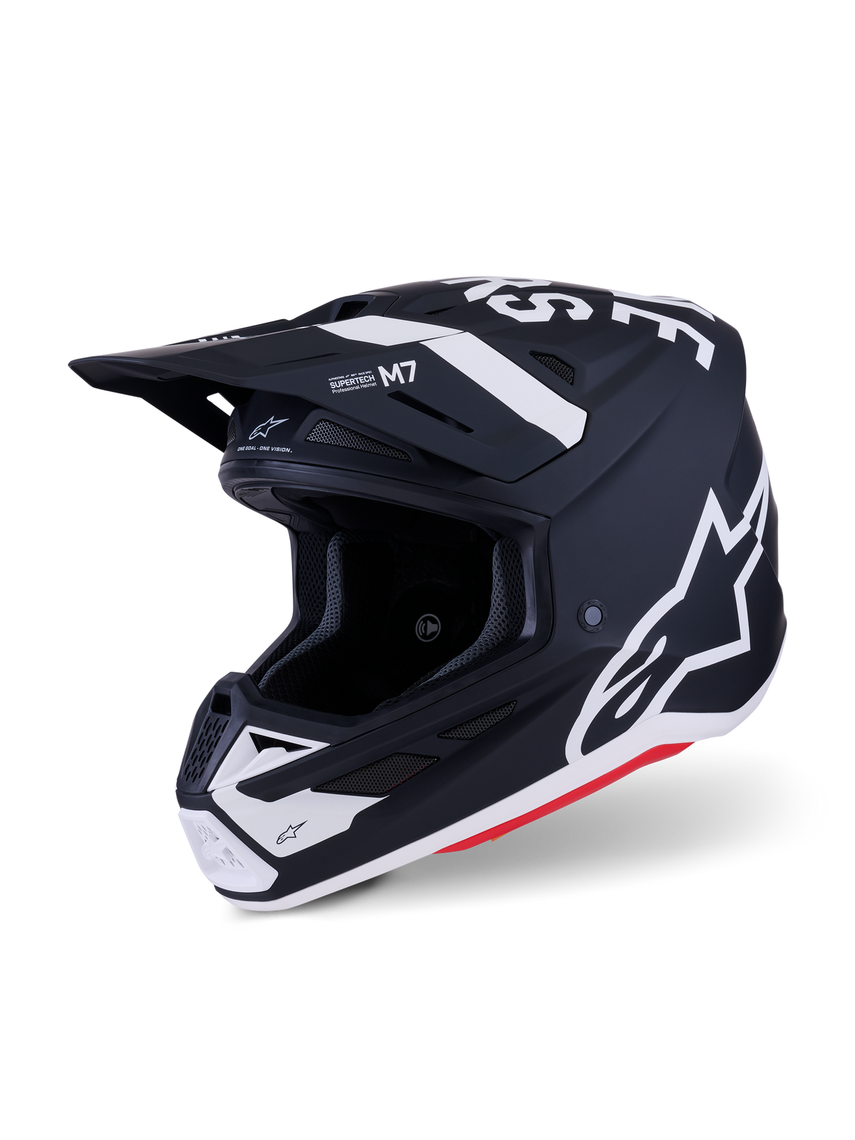 Alpinestars S-M7 Dasher Crosshelm Zwart en wit, vooraanzicht