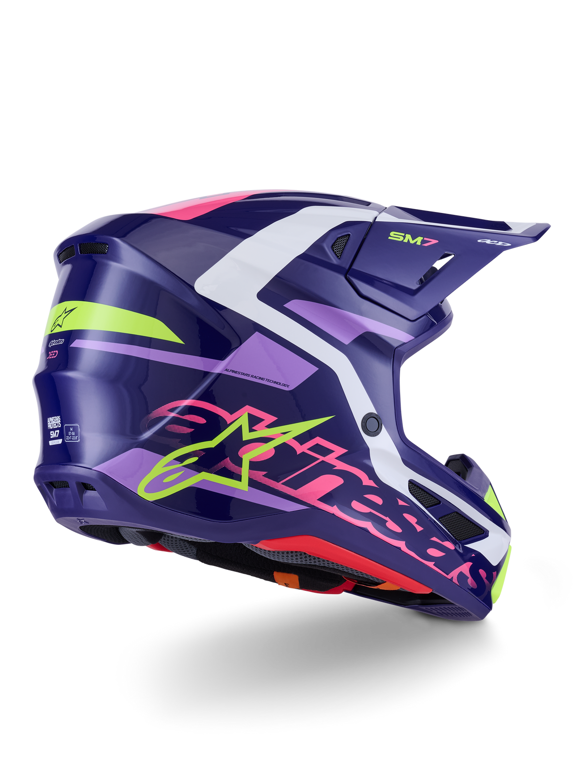 Alpinestars S-M7 Deed Crosshelm Paars en roze, achteraanzicht