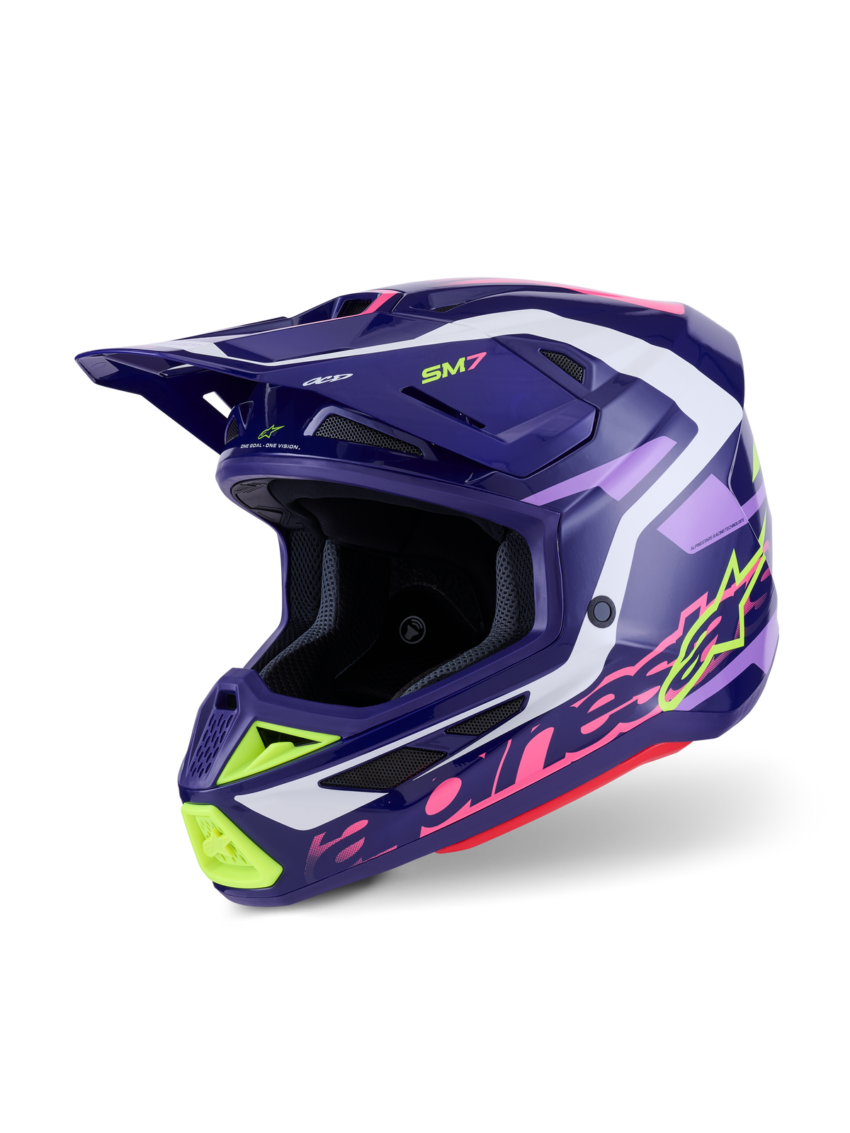 Alpinestars S-M7 Deed Crosshelm Paars en roze, vooraanzicht