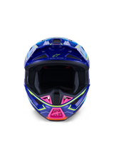 Alpinestars S-M7 Cast Crosshelm Blauw, roze en fluogeel, productfoto 2