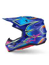 Alpinestars S-M7 Cast Crosshelm Blauw, roze en fluogeel, productfoto 5