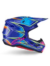 Alpinestars S-M7 Cast Crosshelm Blauw, roze en fluogeel, productfoto 1