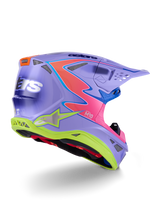 Alpinestars S-M10 JL R01 Crosshelm Paars, roze en fluogeel, achteraanzicht