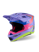 Alpinestars S-M10 JL R01 Crosshelm Paars, roze en fluogeel, vooraanzicht