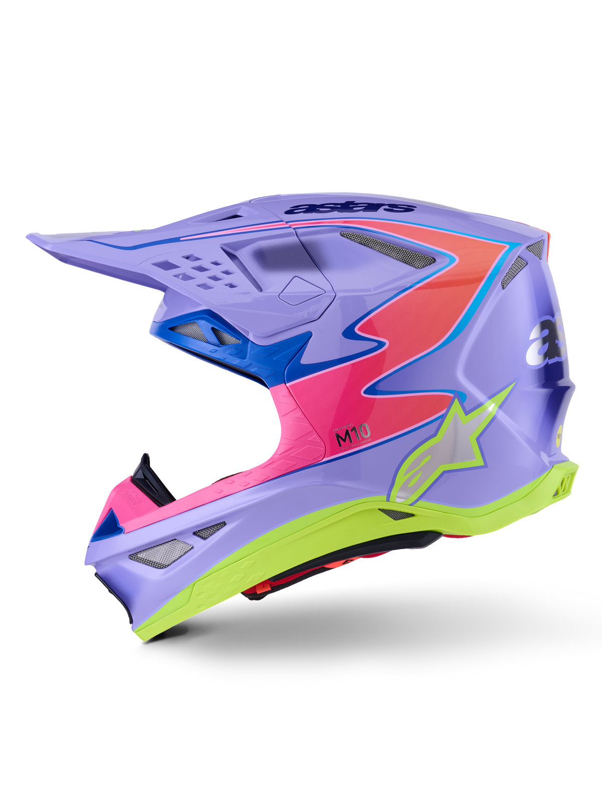 Alpinestars S-M10 JL R01 Crosshelm Paars, roze en fluogeel, productfoto 5