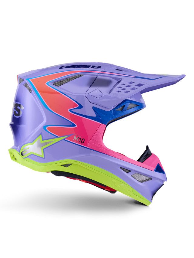 Alpinestars S-M10 JL R01 Crosshelm Paars, roze en fluogeel, productfoto 1