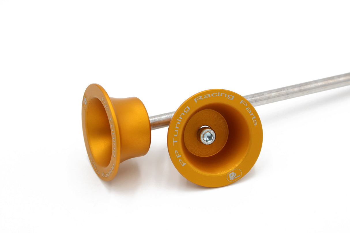 PP Tuning Axle Sliders 3327 + 3328 / Asbeschermers Aprilia RS 660 / Tuono 660 (2021-2025) – Voor – Goud