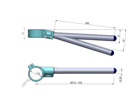 PP Tuning Clip-ons / Stuurhelften Ø55 – Type AGO – BMW S1000RR (2019 - ) / 55AGO
