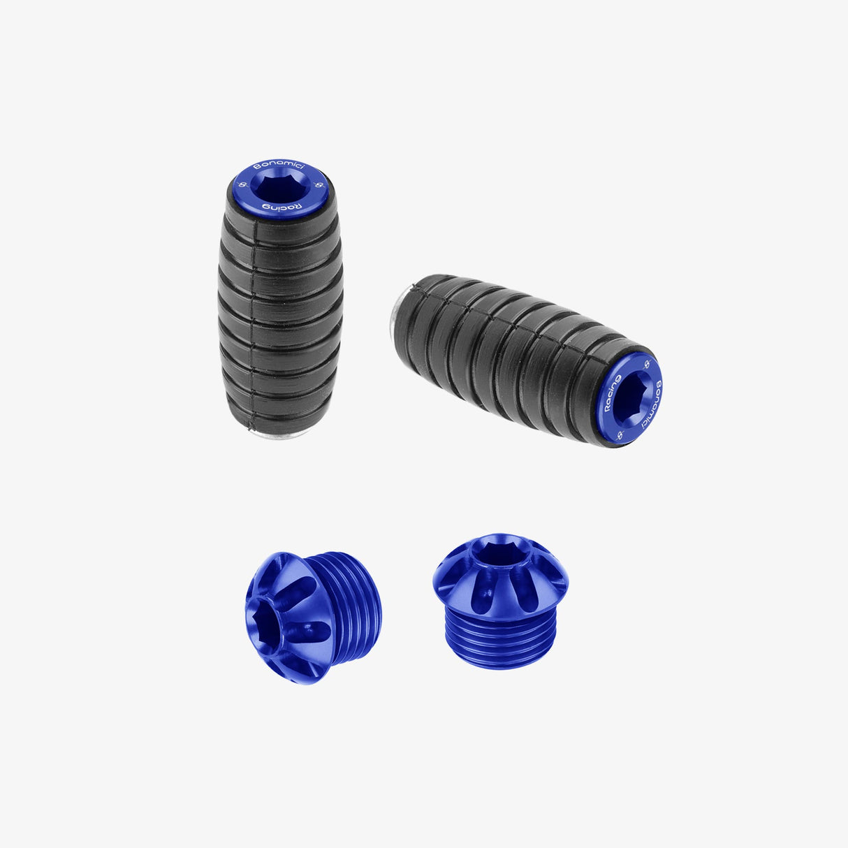 Aluminum pair of colored caps and front pegs