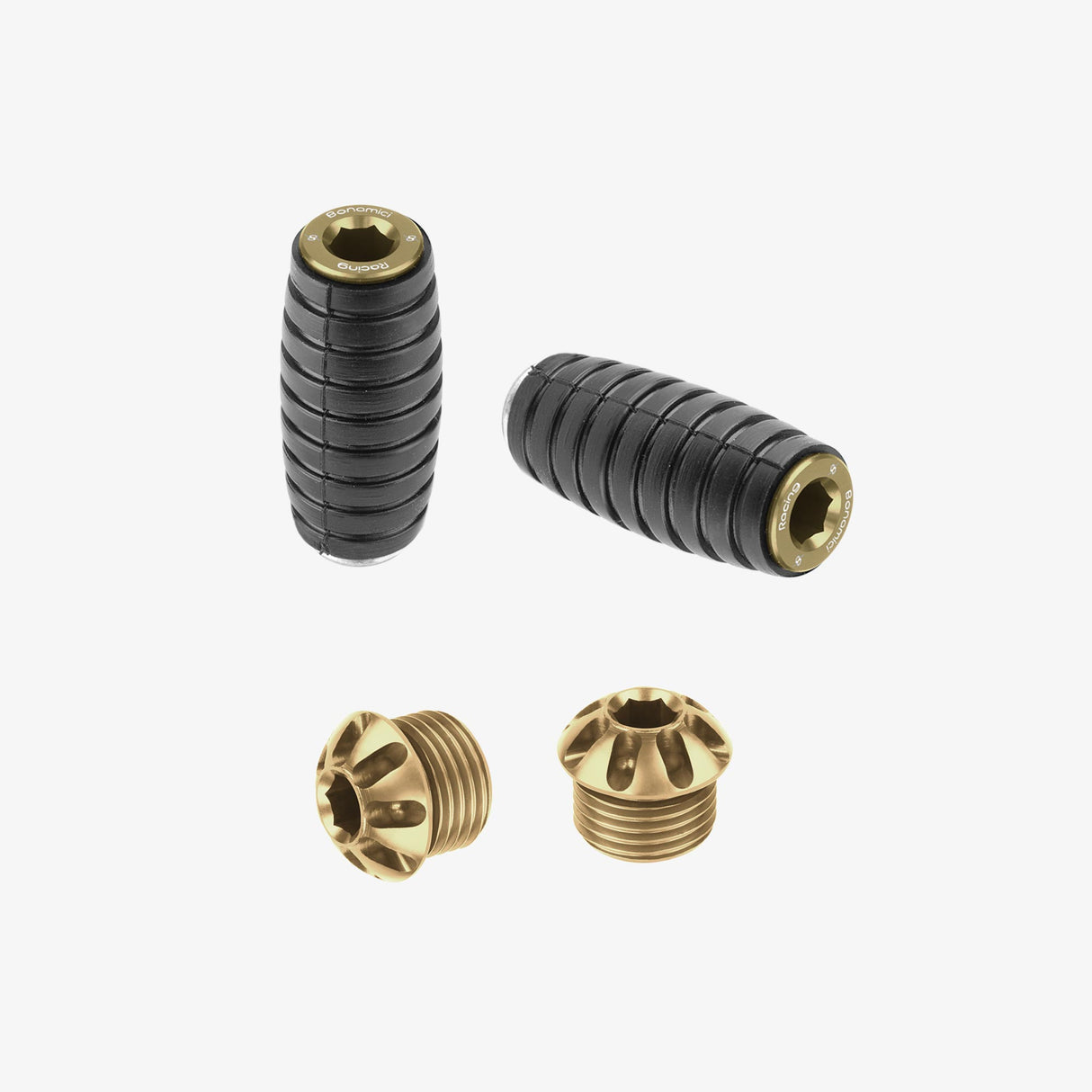 Aluminum pair of colored caps and front pegs