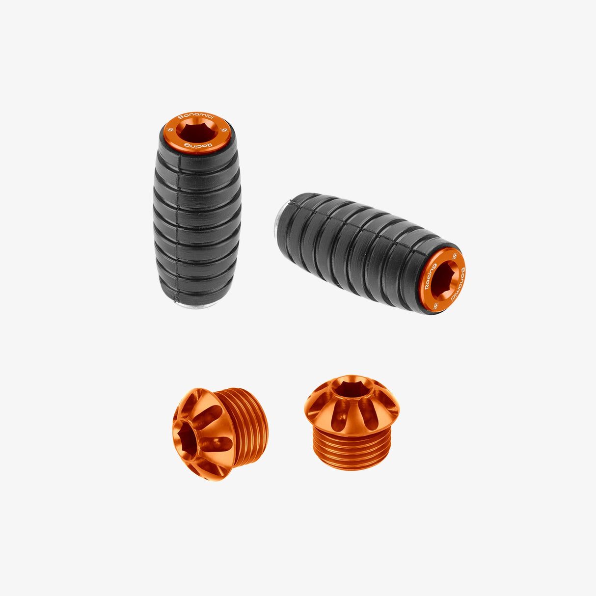 Aluminum pair of colored caps and front pegs