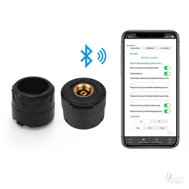 Bluetooth 5.0 Externe TPMS Mobiele Telefoon App Display Motor Bandenspanning Sensoren