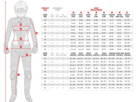 Alpinestars Missile v3 Motorbroek Dames Zwart, maattabel