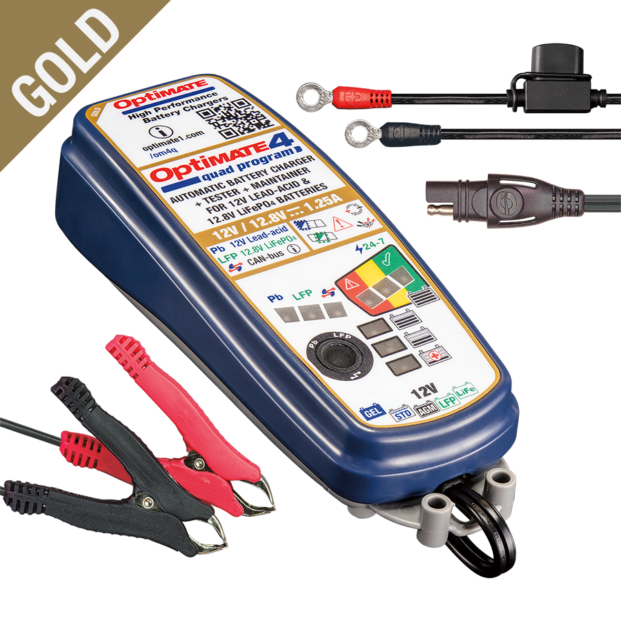 Tecmate 4 Quad Program 12V 1.25A Acculader