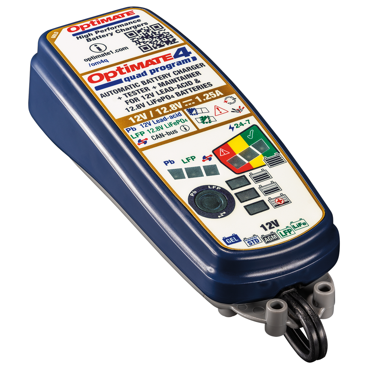 Tecmate 4 Quad Program 12V 1.25A Acculader