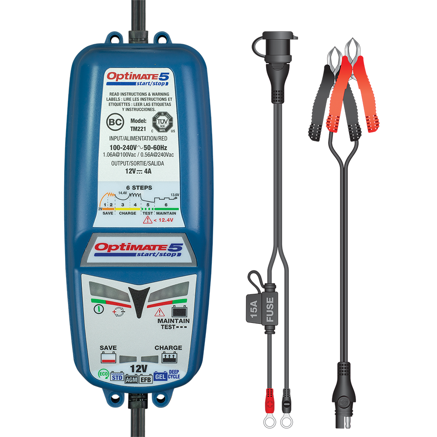 Tecmate 5 Start/Stop 12V 4A Acculader